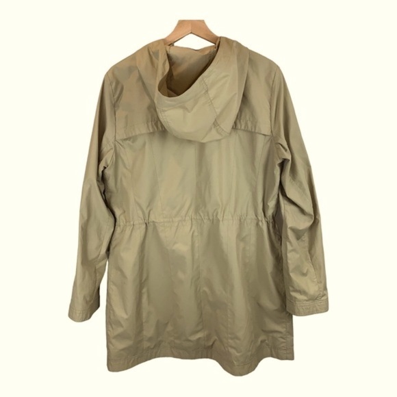 Cole Haan sz L Vintage Stone Beige Tan Hooded Raincoat Jacket Trench Women's - Picture 4 of 12